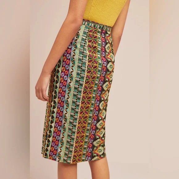 Anthropologie Vanessa Virginia Moroccan Nights Embroidered Midi Pencil Skirt - Picture 2 of 9